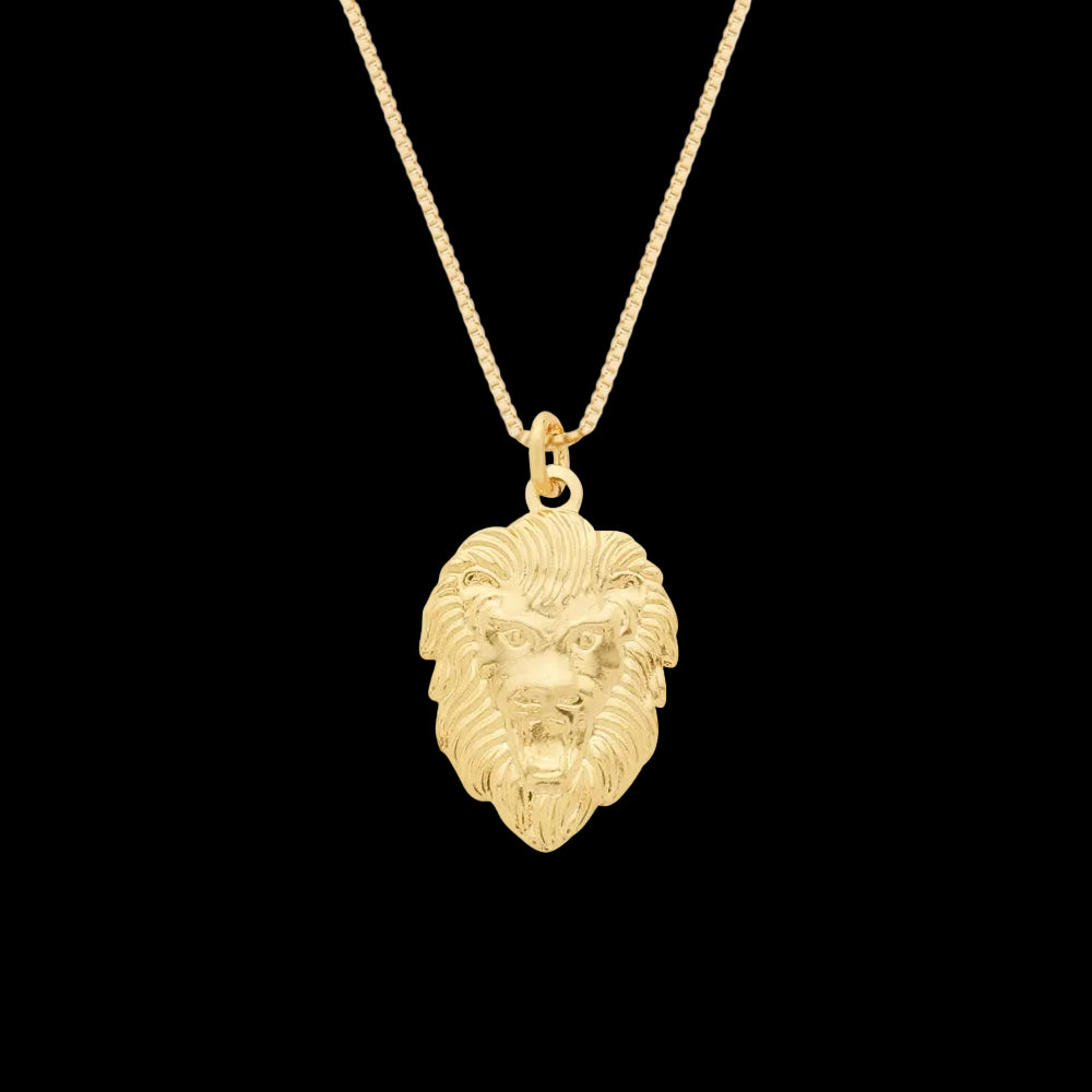 Colar Dourado Pingente Leão
