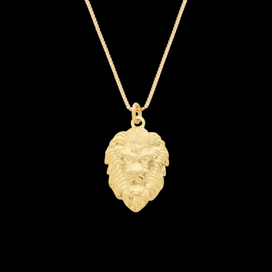 Colar Dourado Pingente Leão