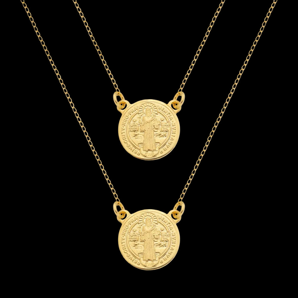 Escapulário Dourado Masculino Redondo São Jorge