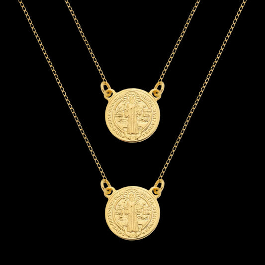 Escapulário Dourado Masculino Redondo São Jorge