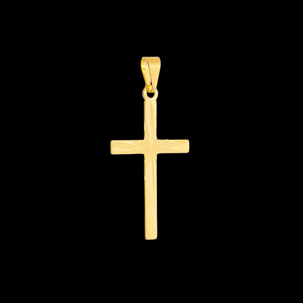 Pingente Dourado Masculino de Cruz