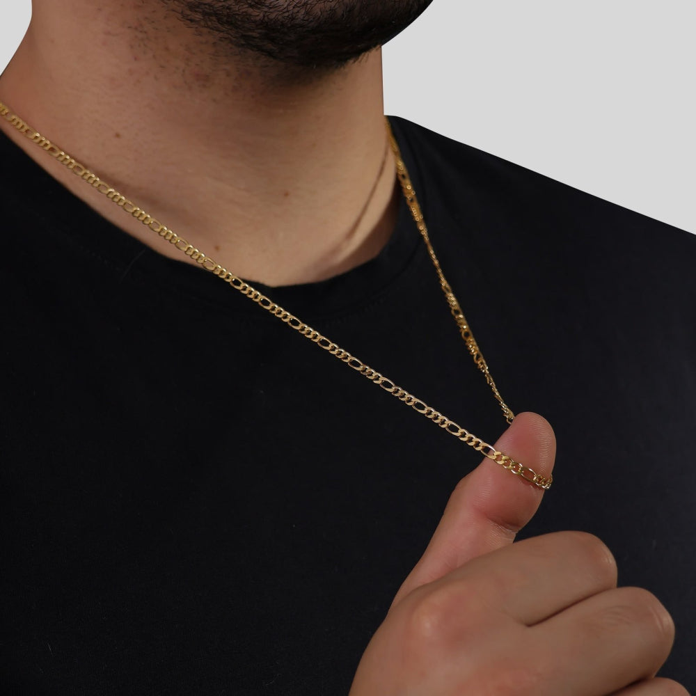 Corrente Dourada Masculina Elo 3 por 1 – 3mm - Galeria