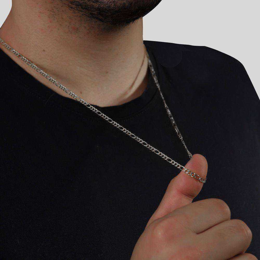 Corrente Prateada Masculina Elo 3 por 1 – 3mm - Galeria