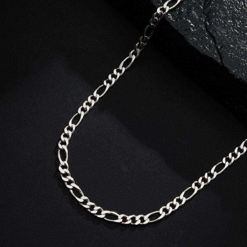 Corrente Prateada Masculina Elo 3 por 1 – 3mm - Galeria