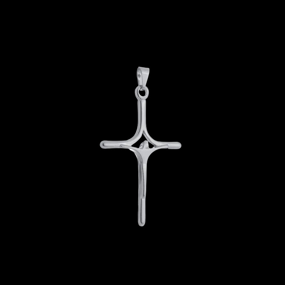 Pingente Prateado Crucifixo Minimalista