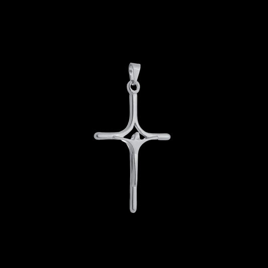 Pingente Prateado Crucifixo Minimalista