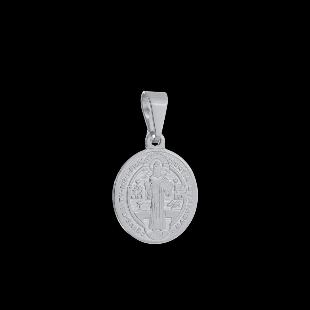 Pingente Prateado Medalha de São Jorge