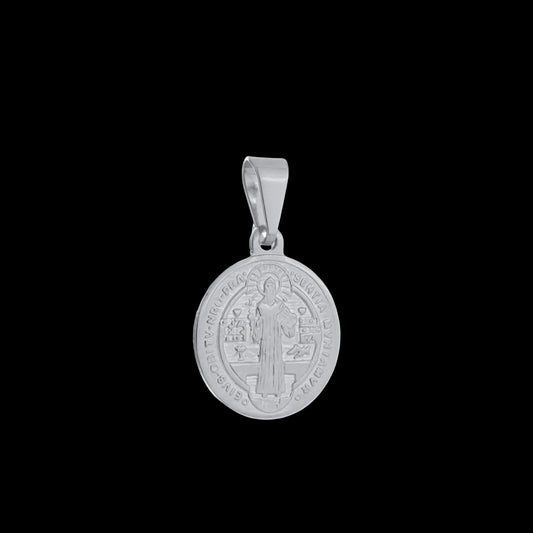 Pingente Prateado Medalha de São Jorge