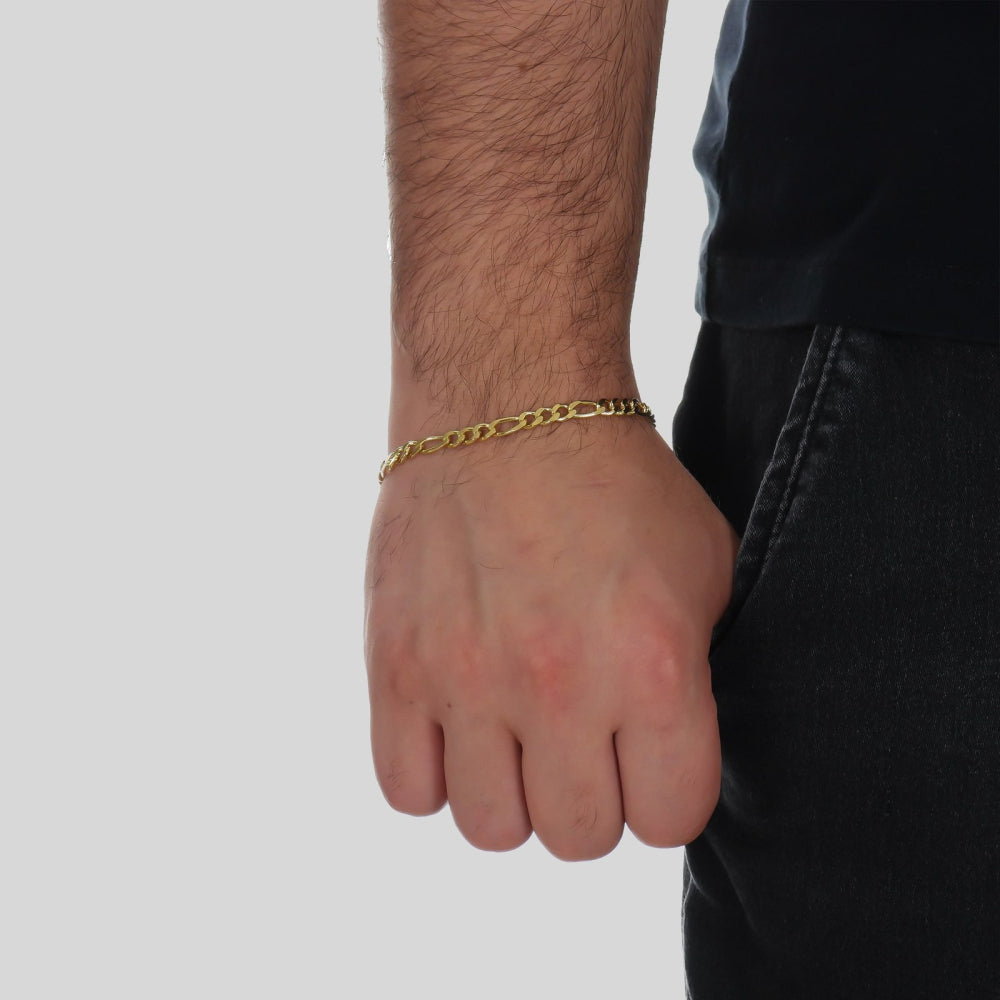 Pulseira Dourada Masculina Elo 3 por 1 – 5mm - Galeria